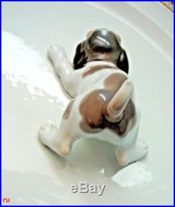 Vintage Retired Lladro Porcelain Pouncing Beagle Puppy Dog Figurine # 1667