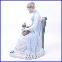 Vintage ZAPHIR Porcelain Figurine Woman & Dog HAND SIGNED J. Puche Lladro Spain