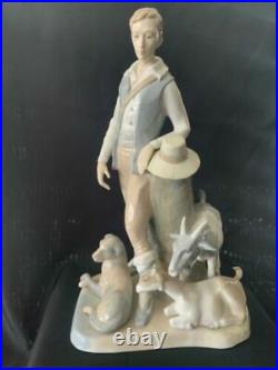 Vintage Zaphir Lladro Porcelain Figurine Shepherd with Dog and Goats