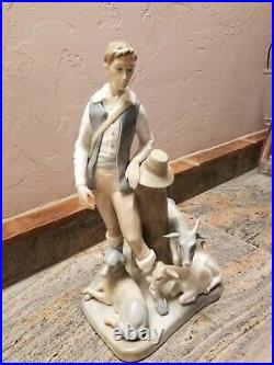 Vintage Zaphir Lladro Porcelain Figurine Shepherd with Dog and Goats