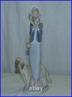 Vtg 13 Lladro Stepping Out Lady Afghan Hound Dog Figurine 1537 by Juan Huerta