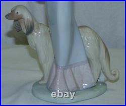 Vtg 13 Lladro Stepping Out Lady Afghan Hound Dog Figurine 1537 by Juan Huerta