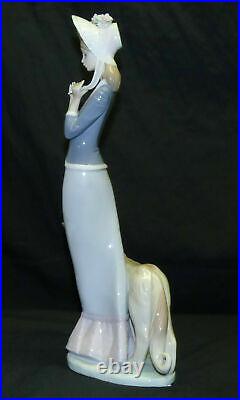 Vtg 13 Lladro Stepping Out Lady Afghan Hound Dog Figurine 1537 by Juan Huerta