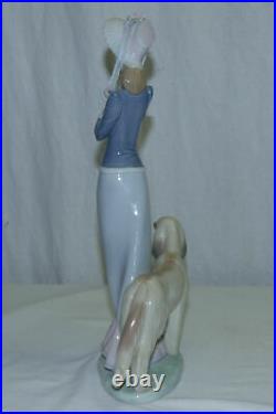 Vtg 13 Lladro Stepping Out Lady Afghan Hound Dog Figurine 1537 by Juan Huerta