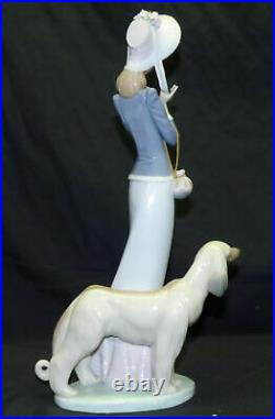 Vtg 13 Lladro Stepping Out Lady Afghan Hound Dog Figurine 1537 by Juan Huerta