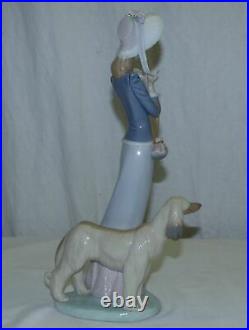 Vtg 13 Lladro Stepping Out Lady Afghan Hound Dog Figurine 1537 by Juan Huerta