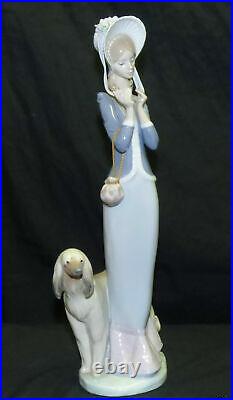 Vtg 13 Lladro Stepping Out Lady Afghan Hound Dog Figurine 1537 by Juan Huerta