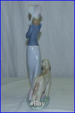 Vtg 13 Lladro Stepping Out Lady with Afghan Dog Figurine # 1537 by Juan Huerta