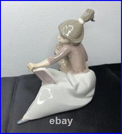 Vtg Lladro''A Lesson Shared'' Girl Reading with Dog #5475 Retired 1987 No Box