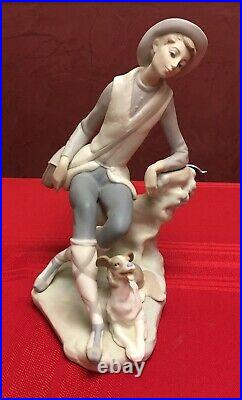 Vtg Lladro Figurine SIGNED by Vicente Lladro Shepherd Boy with Dog #4659 Matte