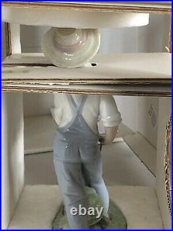 Vtg Lladro Saturday Child #6021 Boy With Wagon Dog Figurine