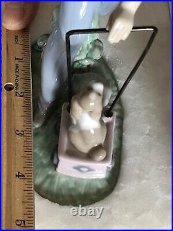 Vtg Lladro Saturday Child #6021 Boy With Wagon Dog Figurine