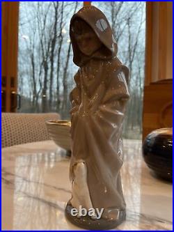 Vtg NAO Lladro Porcelain Figurine Statue Cloaked Boy with Dog 10.25 Beautiful