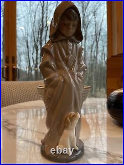 Vtg NAO Lladro Porcelain Figurine Statue Cloaked Boy with Dog 10.25 Beautiful