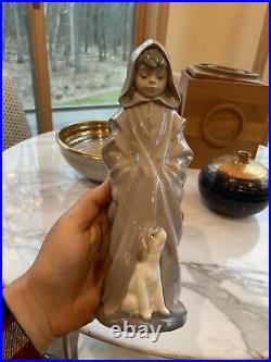 Vtg NAO Lladro Porcelain Figurine Statue Cloaked Boy with Dog 10.25 Beautiful