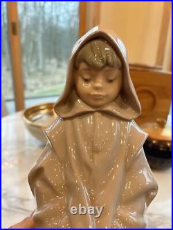 Vtg NAO Lladro Porcelain Figurine Statue Cloaked Boy with Dog 10.25 Beautiful